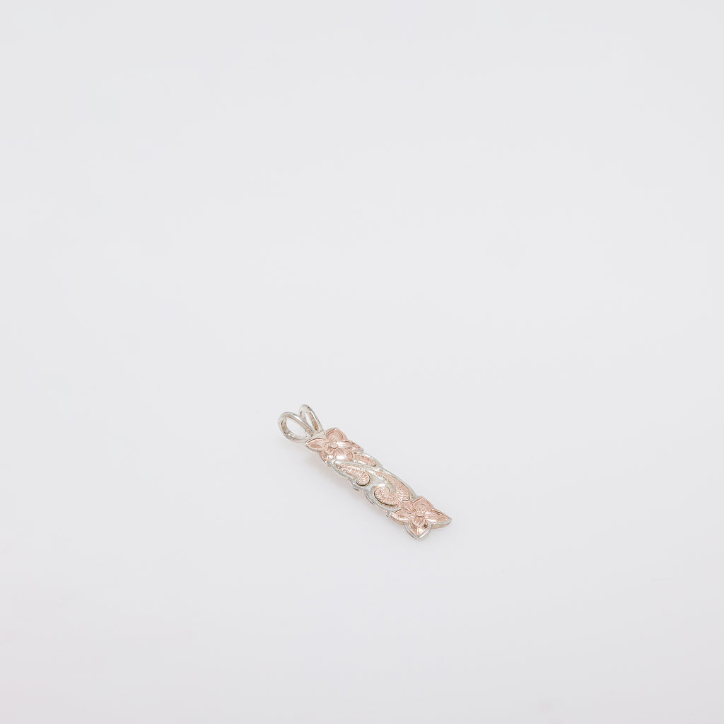 Double Pink Plumeria Vertical Pendant