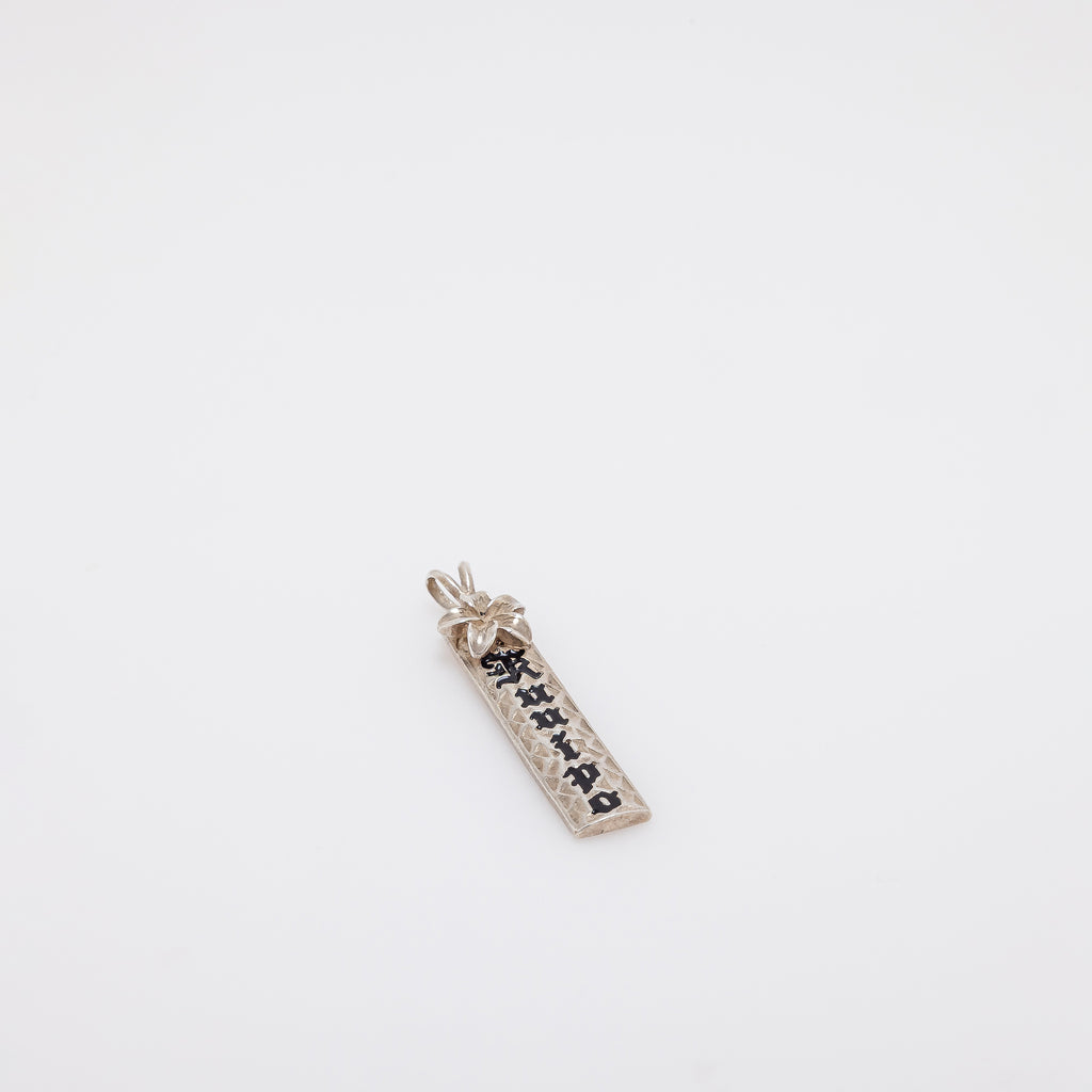 Black KU'UIPO Vertical Bar Pendant with 3D Plumeria