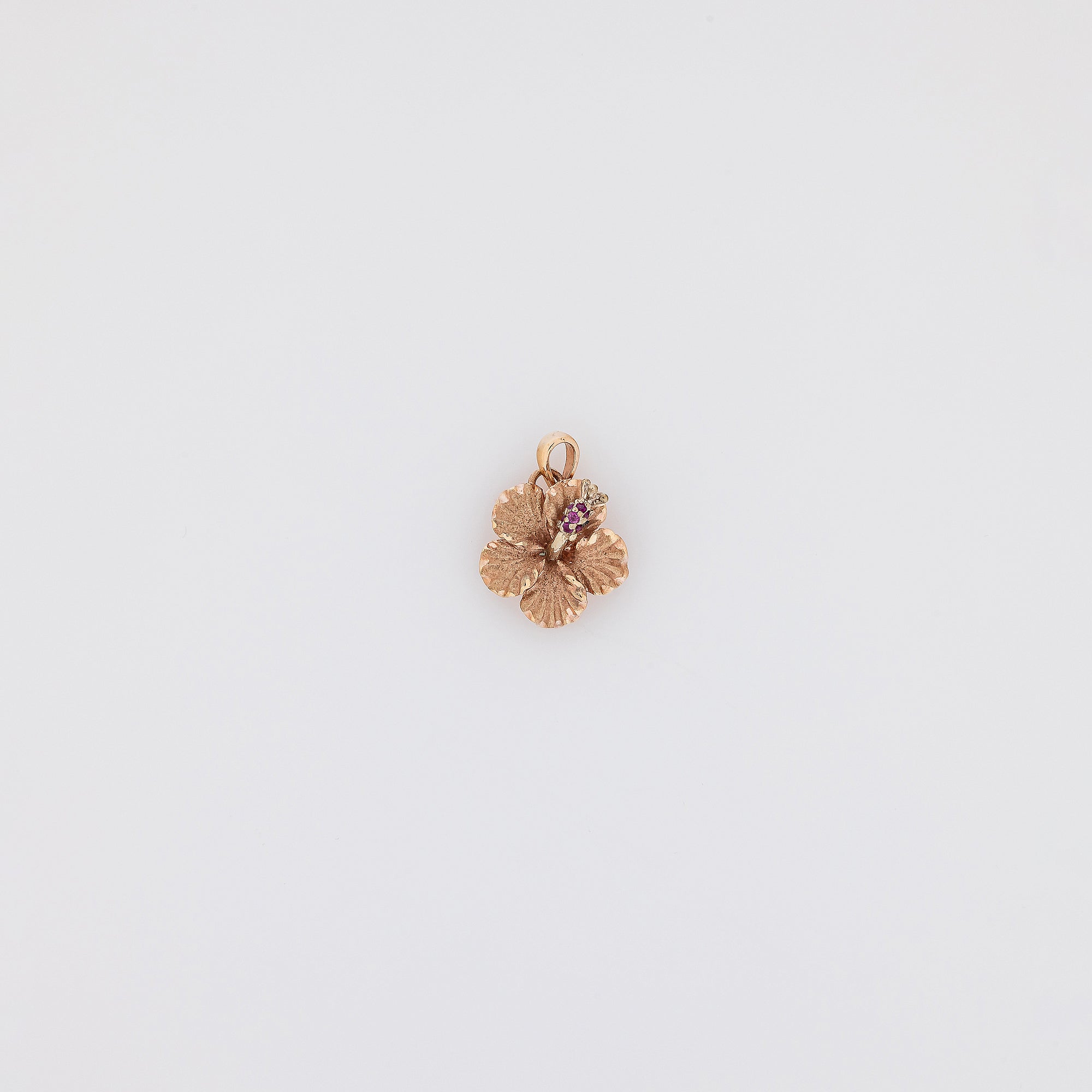 Rose Gold Ruby Hibiscus Pendant