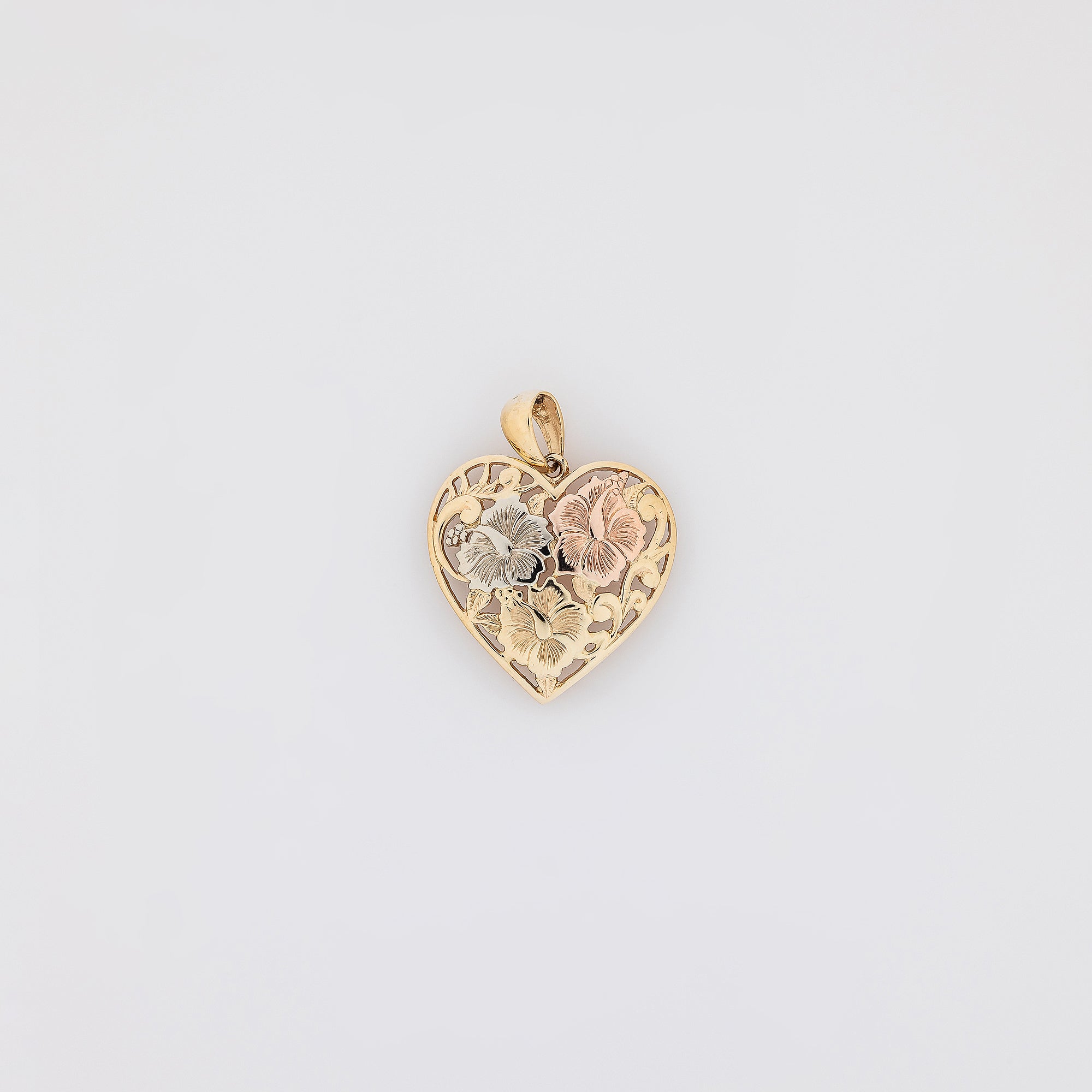Tricolor Hibiscus Heart Pendant