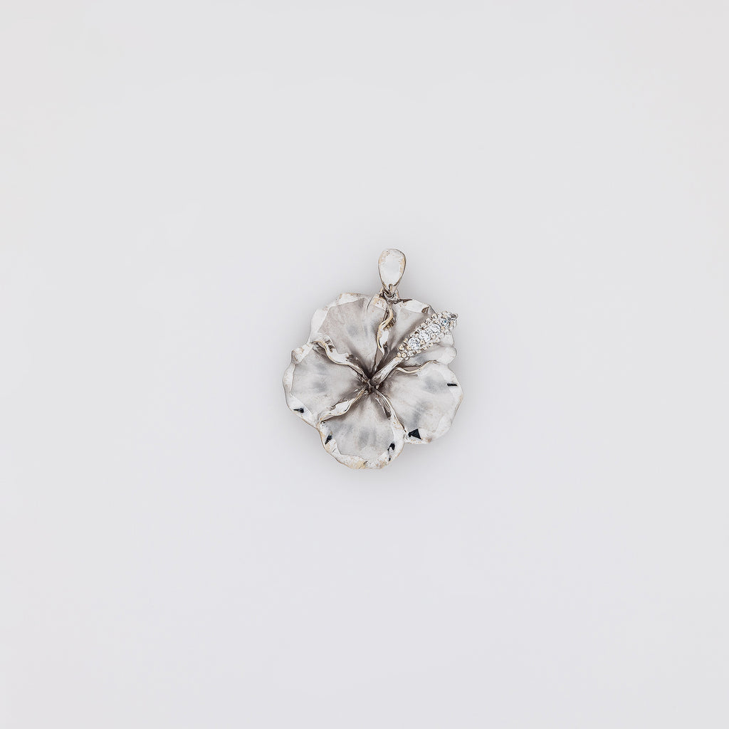 Large White Hibiscus Pendant