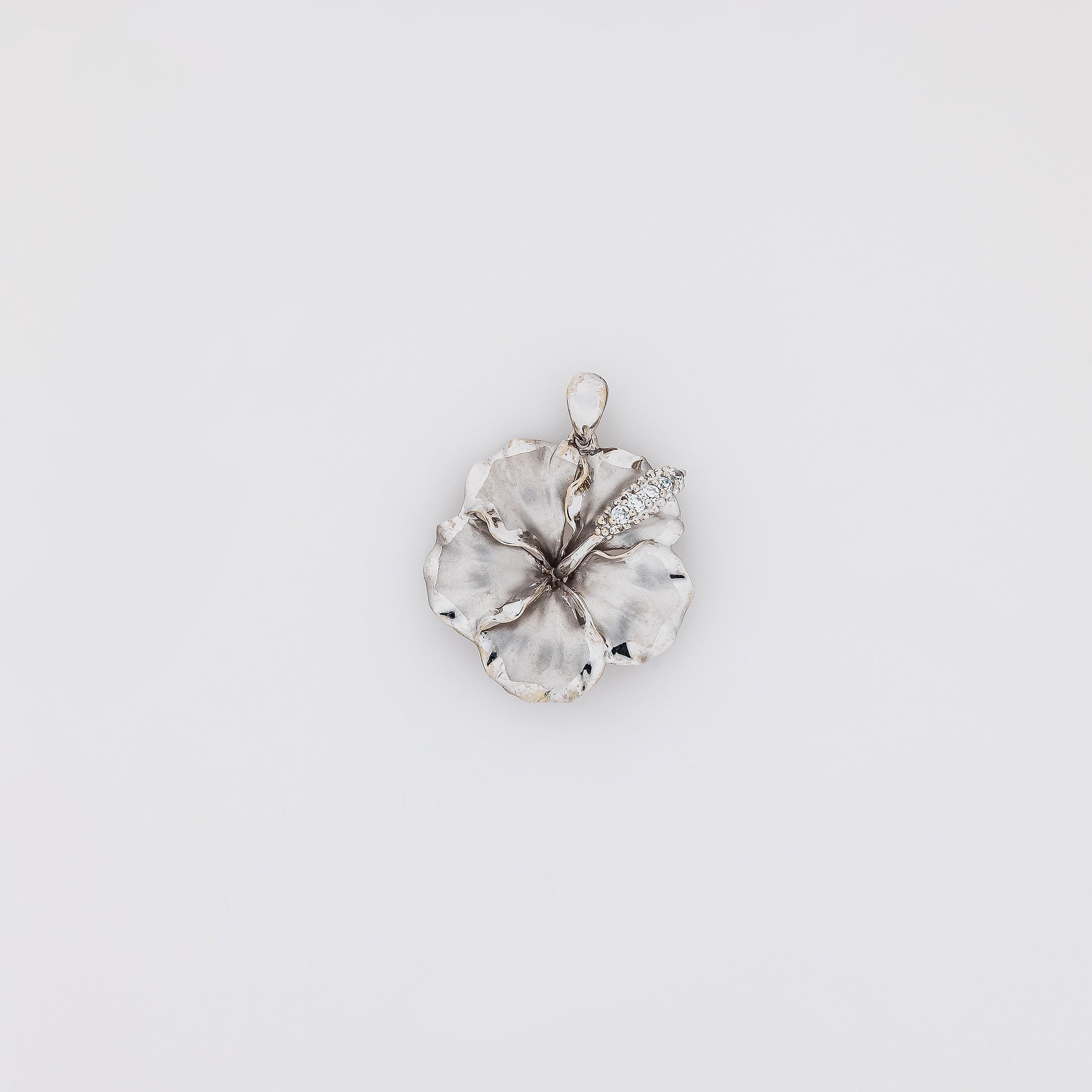 Large White Hibiscus Pendant