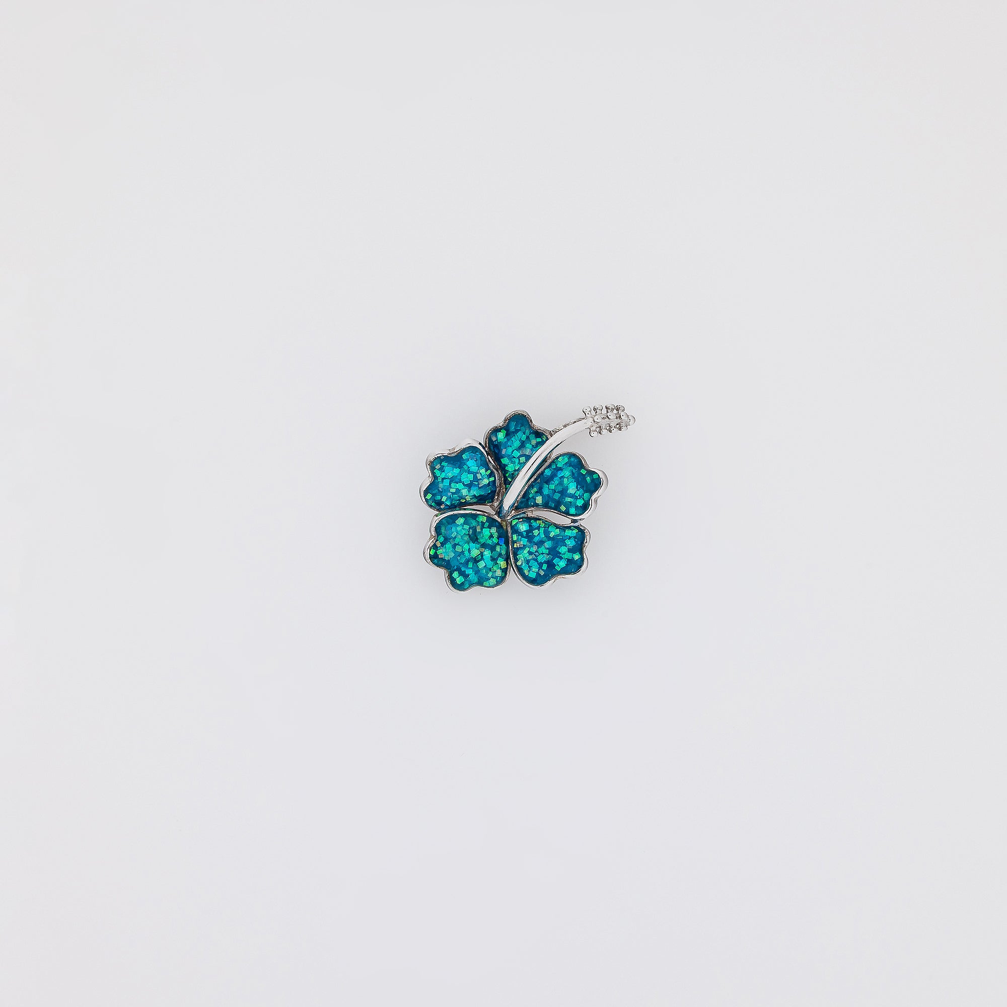 Blue Opal Hibiscus Pendant