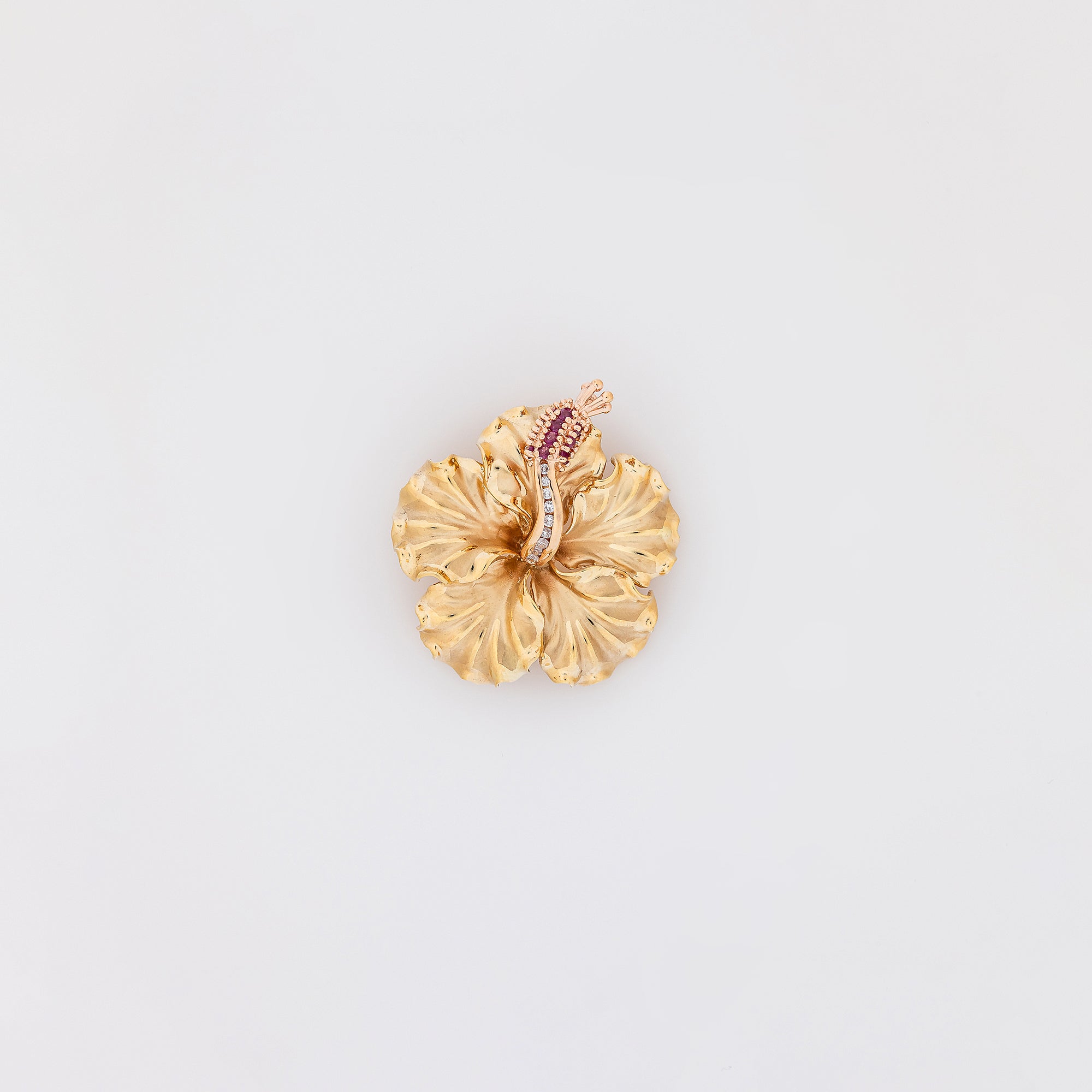XL Diamond + Ruby Hibiscus Pendant