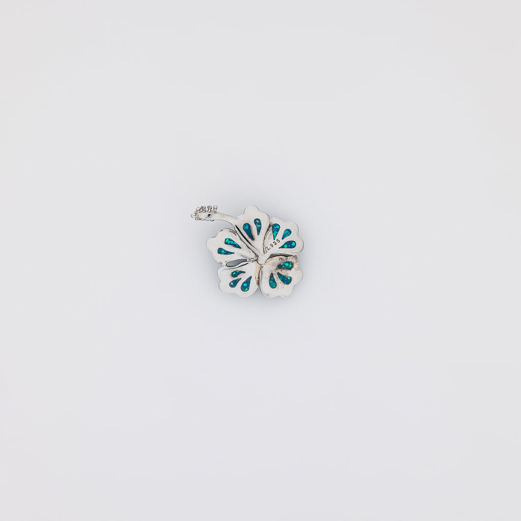 Blue Opal Hibiscus Pendant