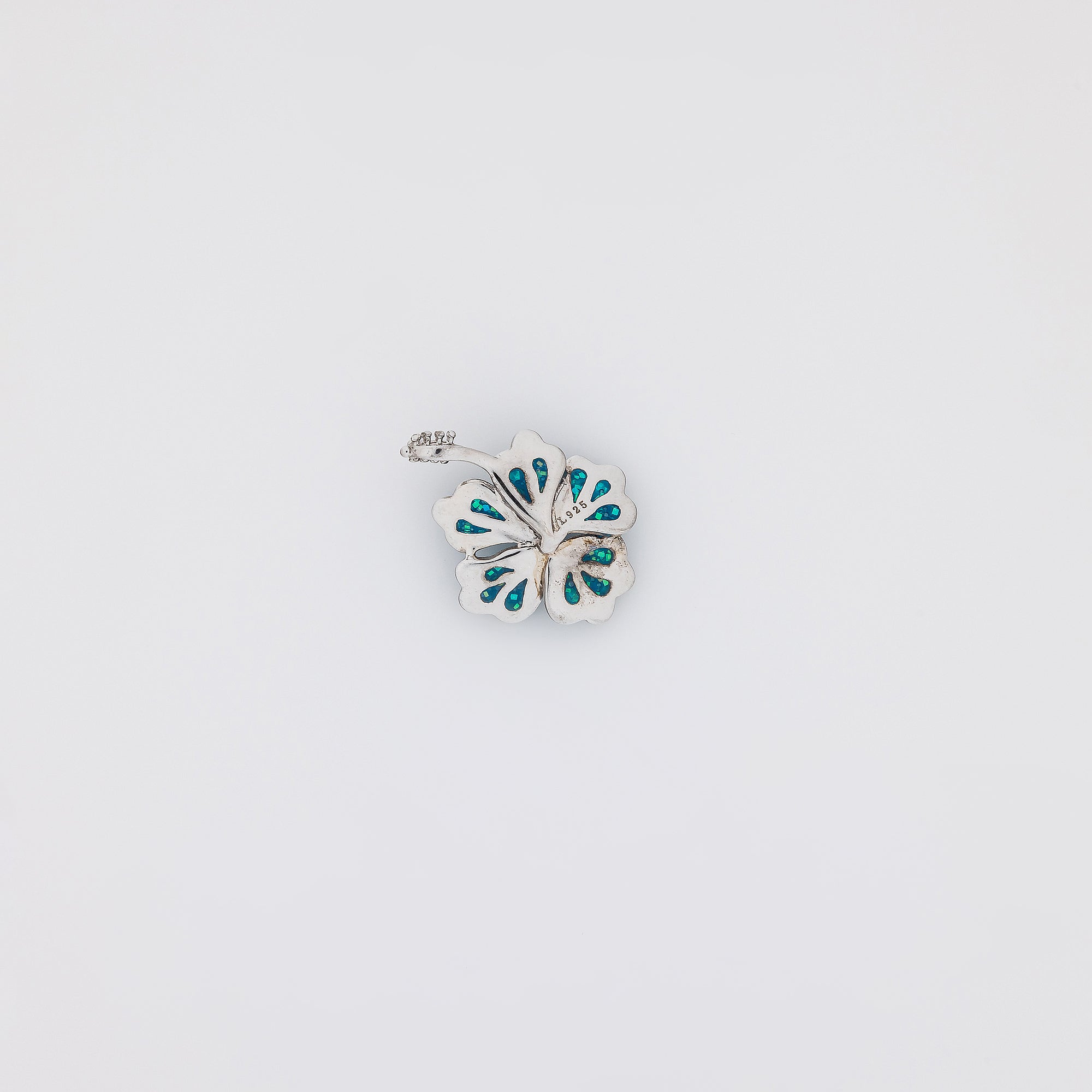 Blue Opal Hibiscus Pendant