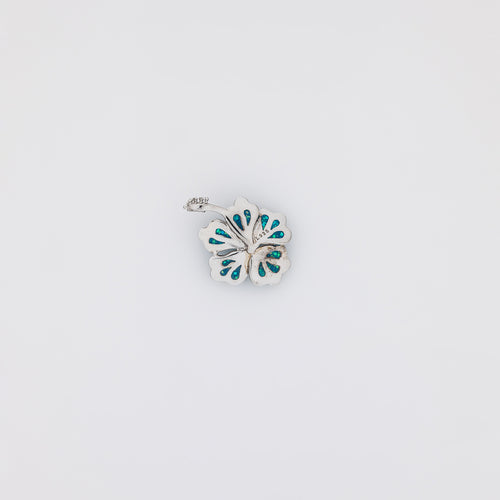 Blue Opal Hibiscus Pendant