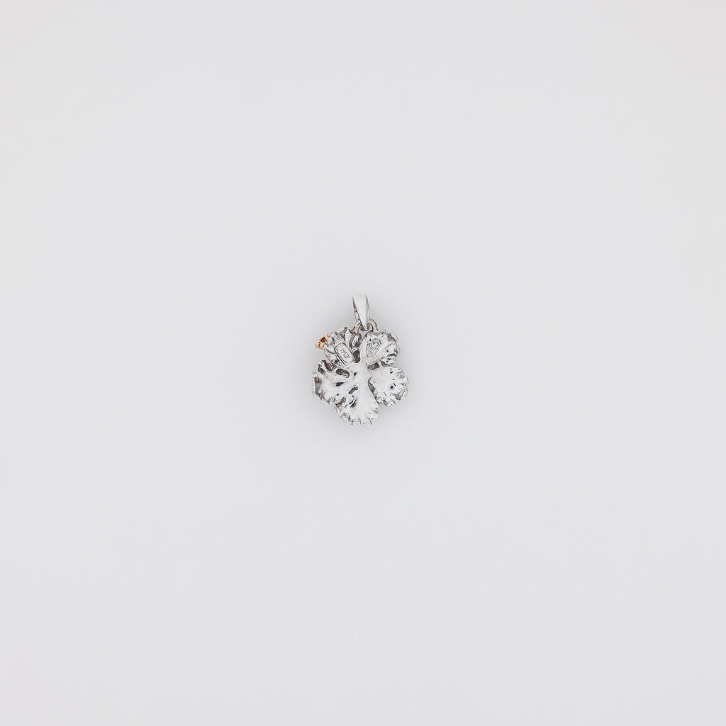 White Gold Ruby Hibiscus Pendant