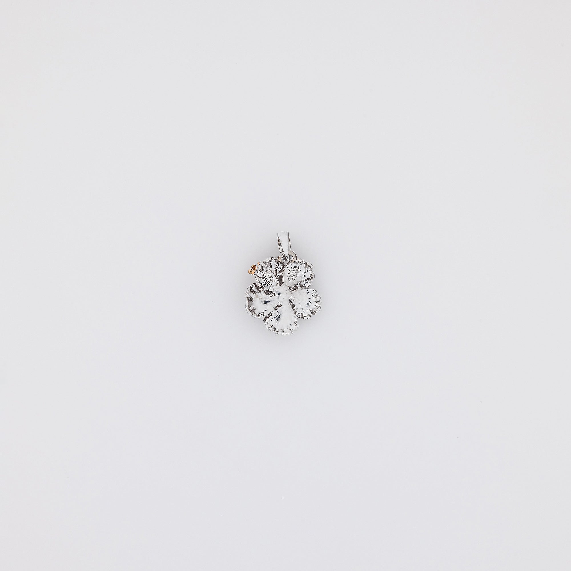 White Gold Ruby Hibiscus Pendant