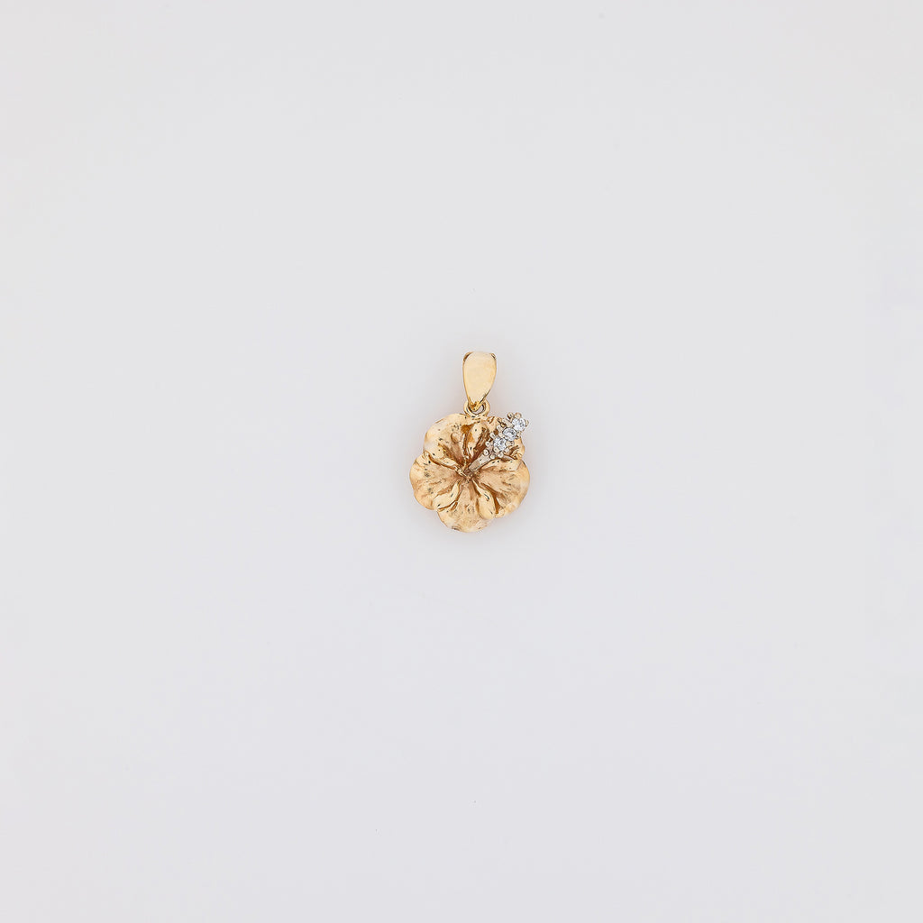 Diamond Gold Hibiscus Pendant