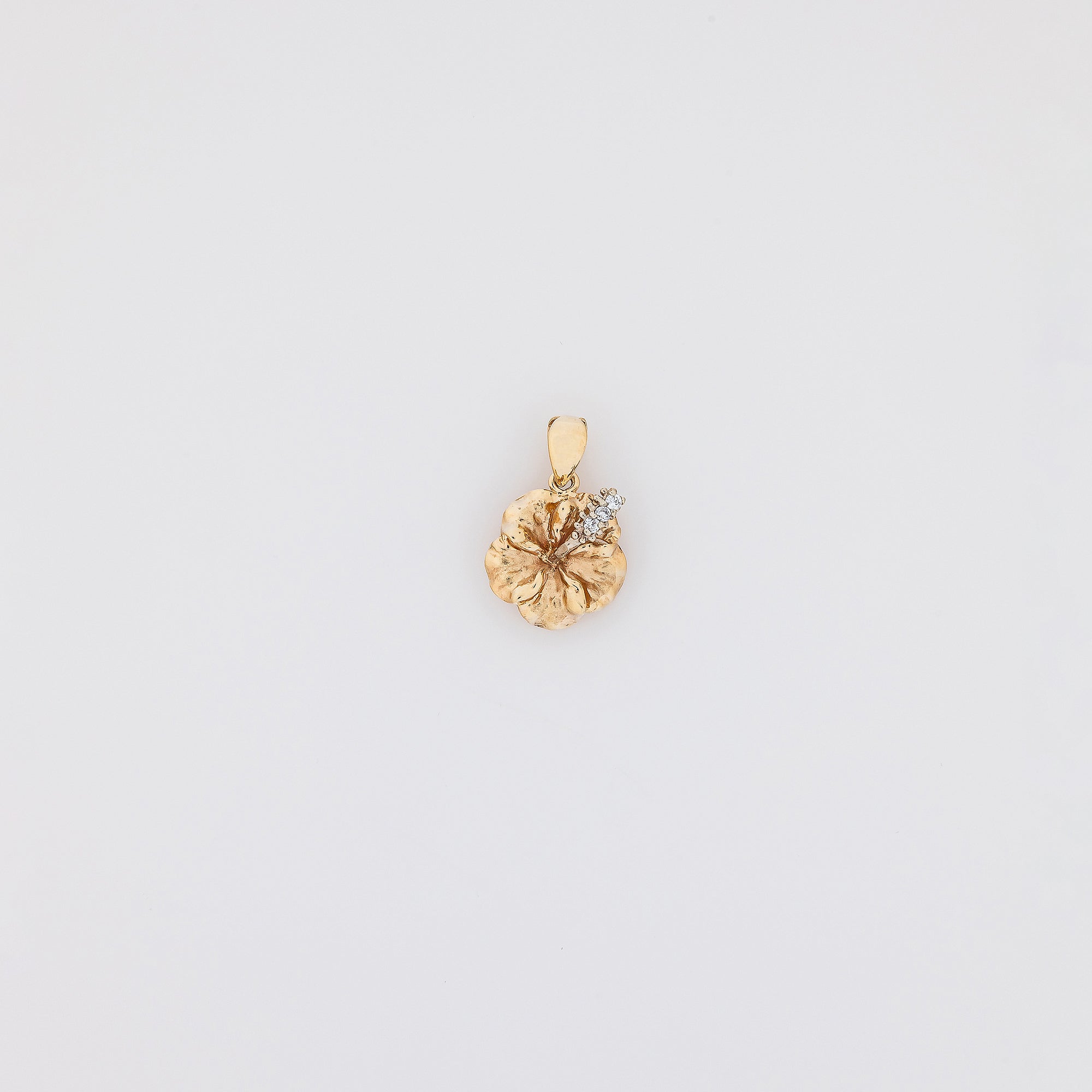 Diamond Gold Hibiscus Pendant