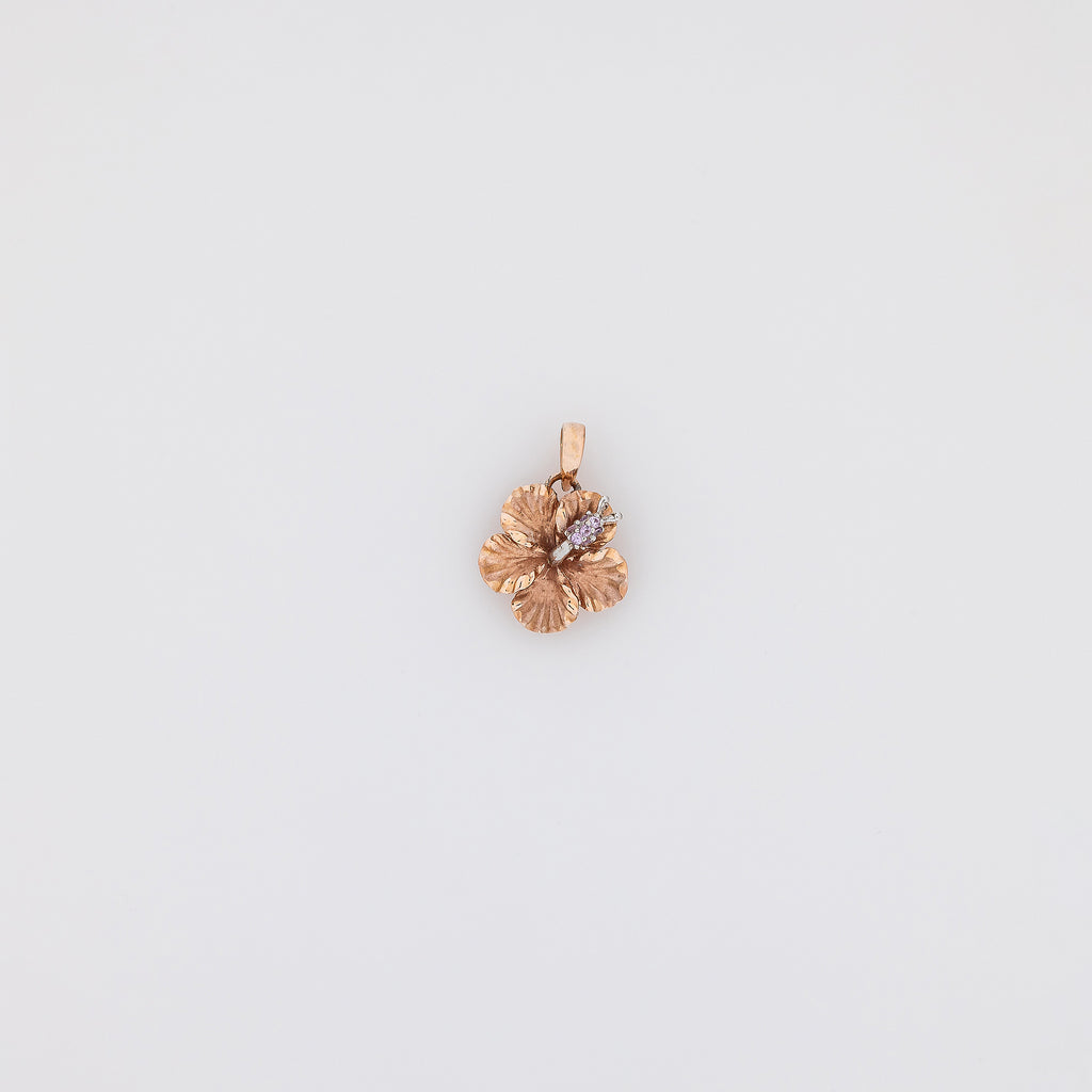 Rose Gold Pink Sapphire Hibiscus Pendant