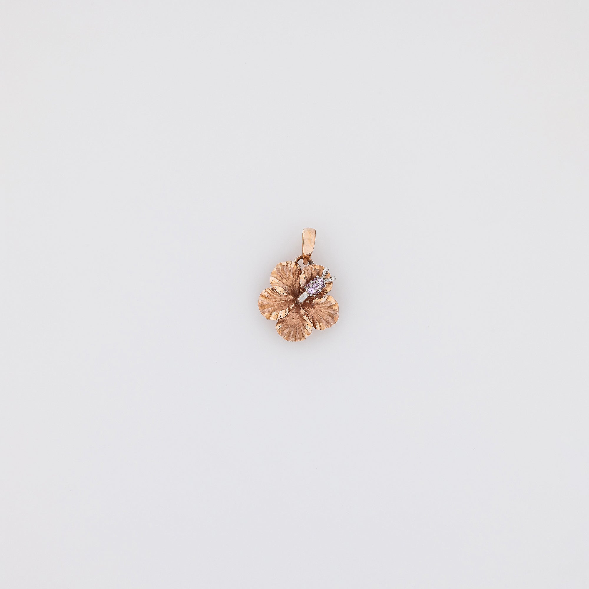 Rose Gold Pink Sapphire Hibiscus Pendant
