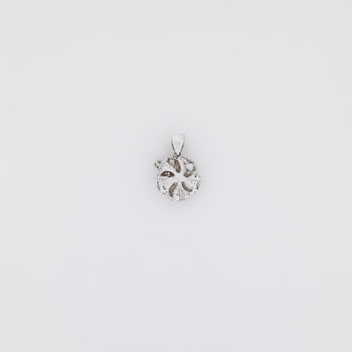 Blue Diamond Hibiscus Pendant in White Gold