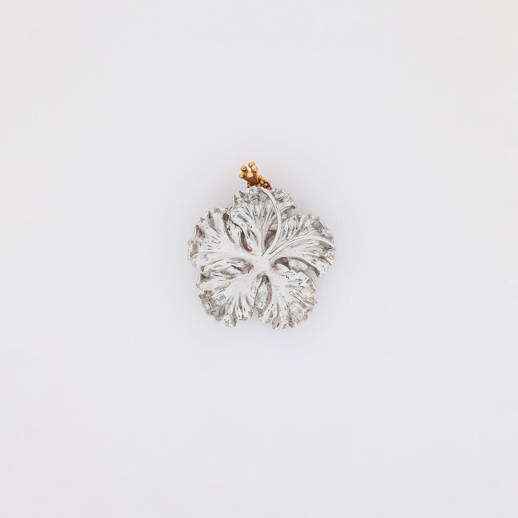 XL Diamond + Ruby WG Hibiscus Pendant