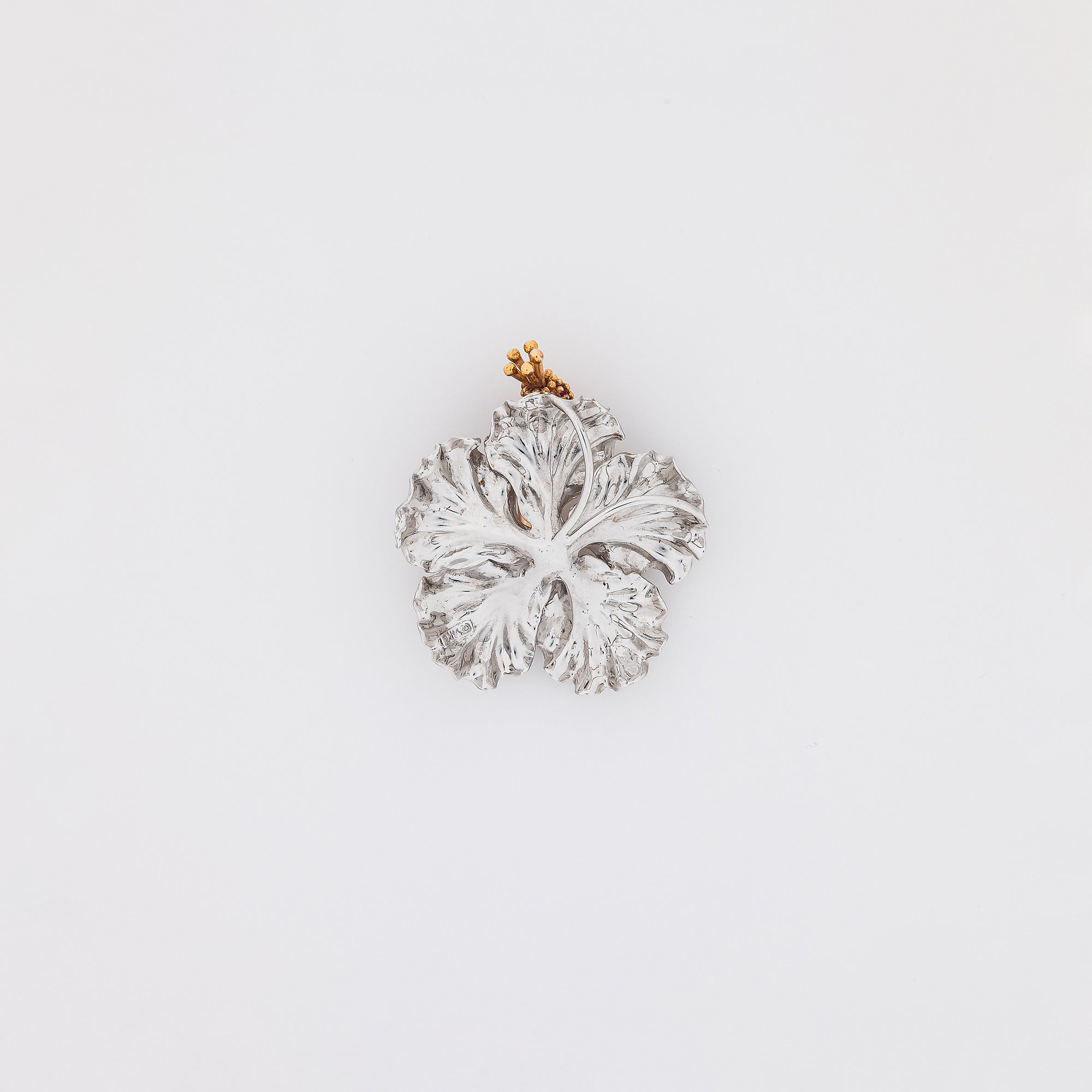 XL Diamond + Ruby WG Hibiscus Pendant