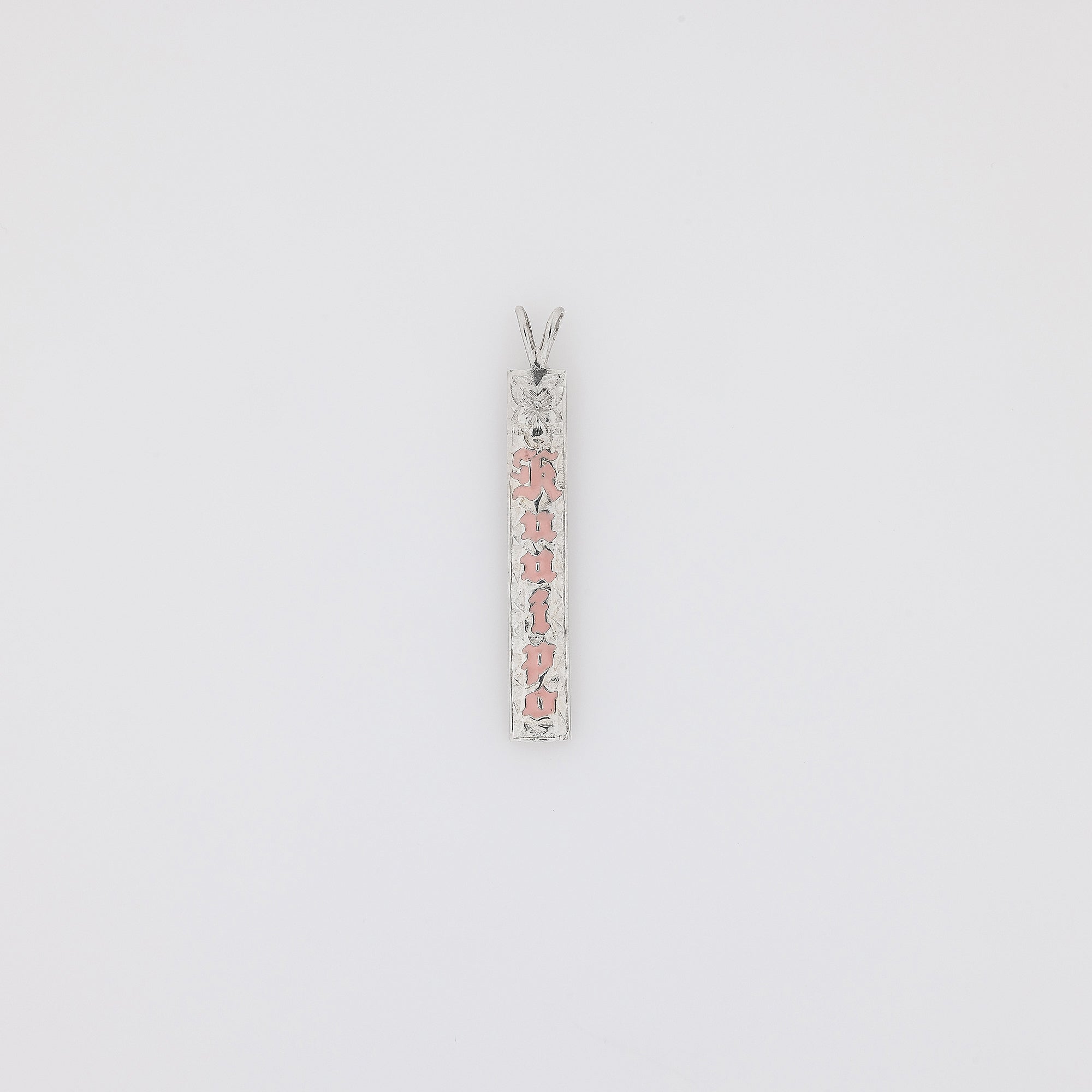 Baby Pink 'KU'UIPO' Vertical Pendant with Plumeria