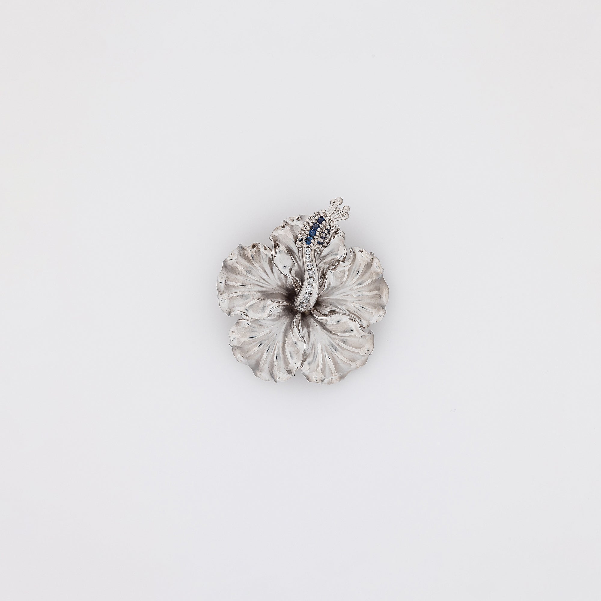 Jumbo Hibiscus Pendant + Brooch with Sapphires + Diamonds