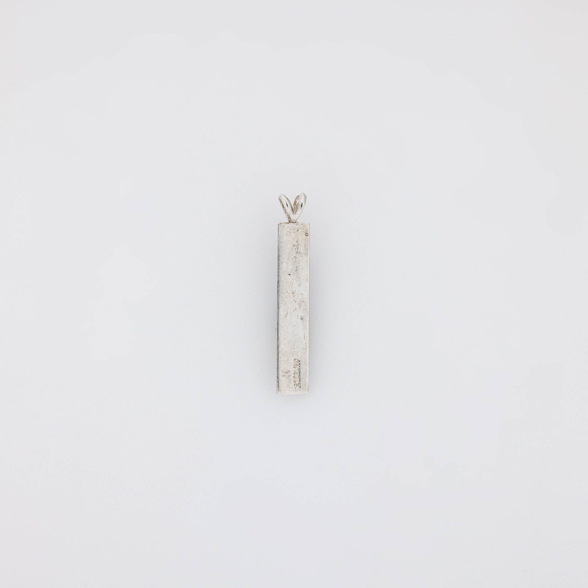 Blue KUʻUIPO Vertical Bar Pendant with Etched Plumeria