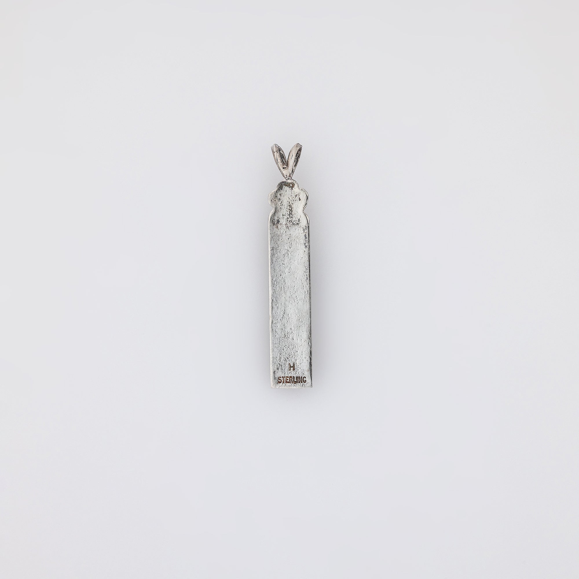 Blue KUʻUIPO Vertical Bar Pendant with Carved Plumeria