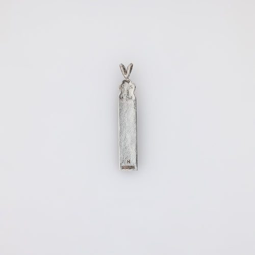 Blue KUʻUIPO Vertical Bar Pendant with Carved Plumeria