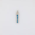 Blue KUʻUIPO Vertical Bar Pendant with 3D Plumeria