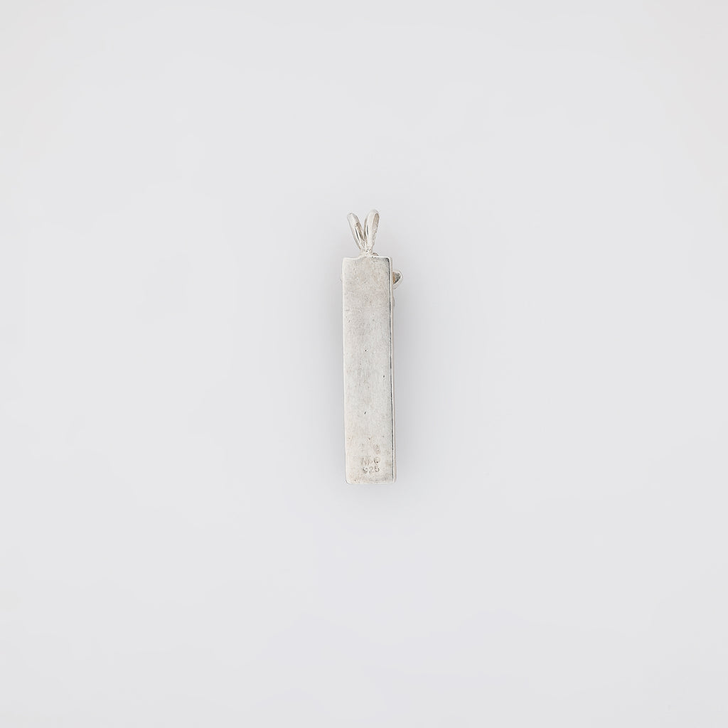 Blue KUʻUIPO Vertical Bar Pendant with 3D Plumeria