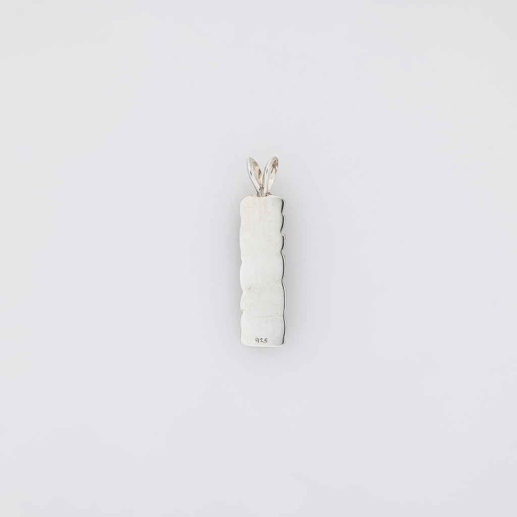 Double Plumeria + Scroll Vertical Bar Pendant