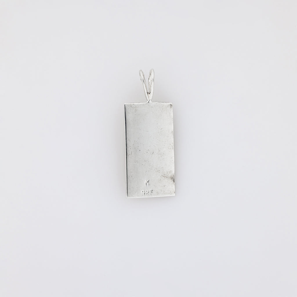 Double Plumeria on Stem Vertical Bar Pendant