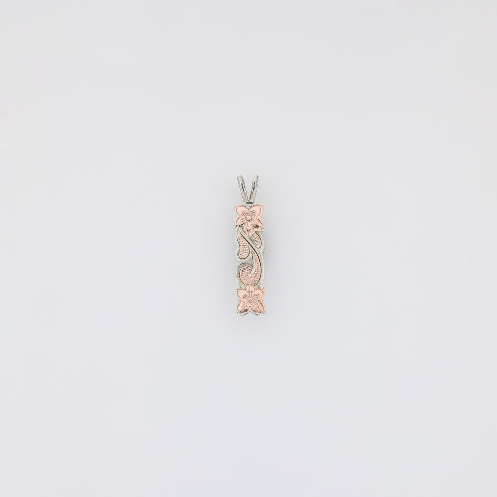 Double Pink Plumeria Vertical Pendant
