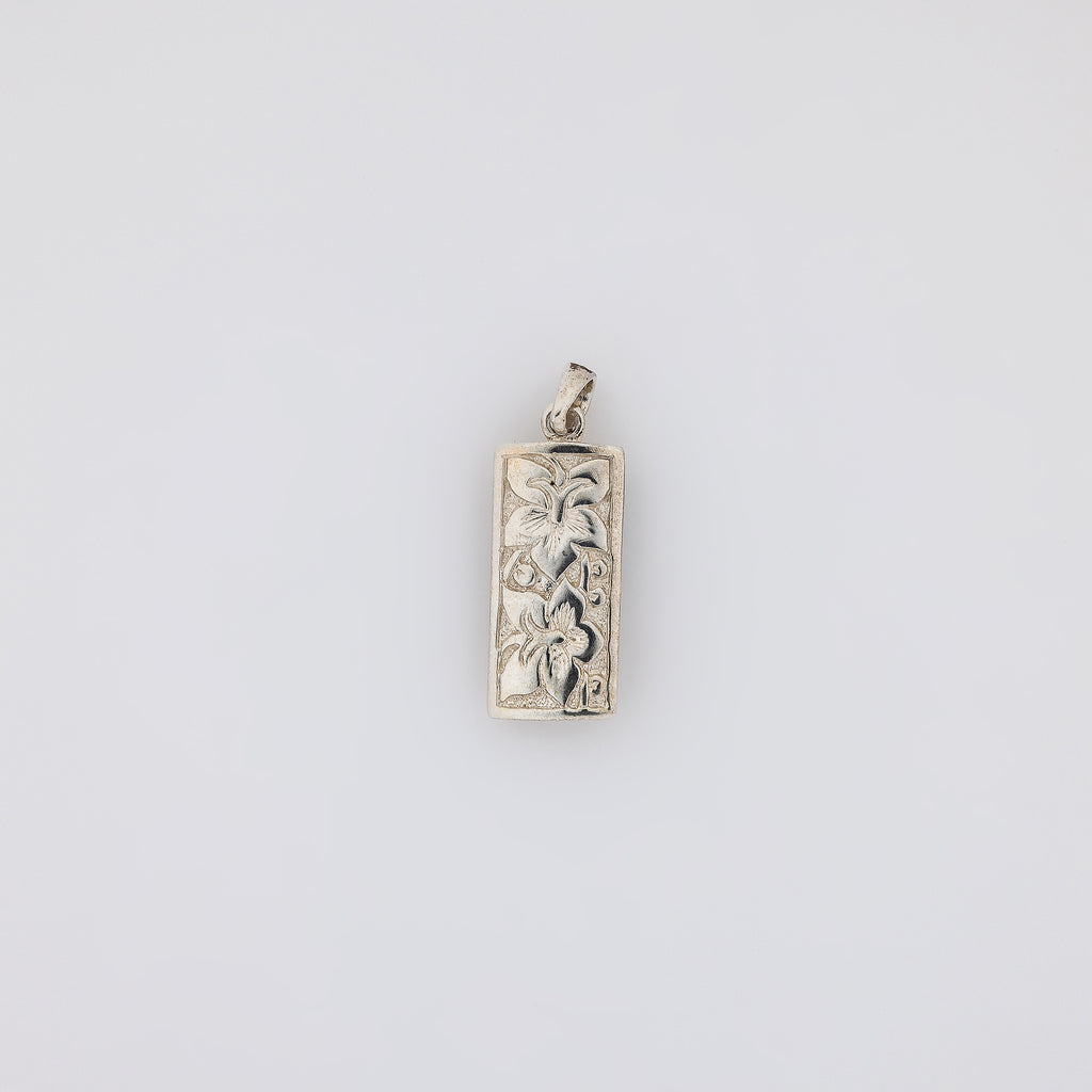 Double Hibiscus Vertical Bar Pendant