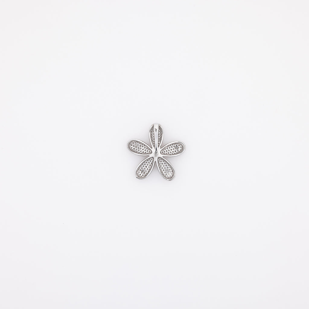 Five Petals CZ Extra Bling Plumeria Pendant