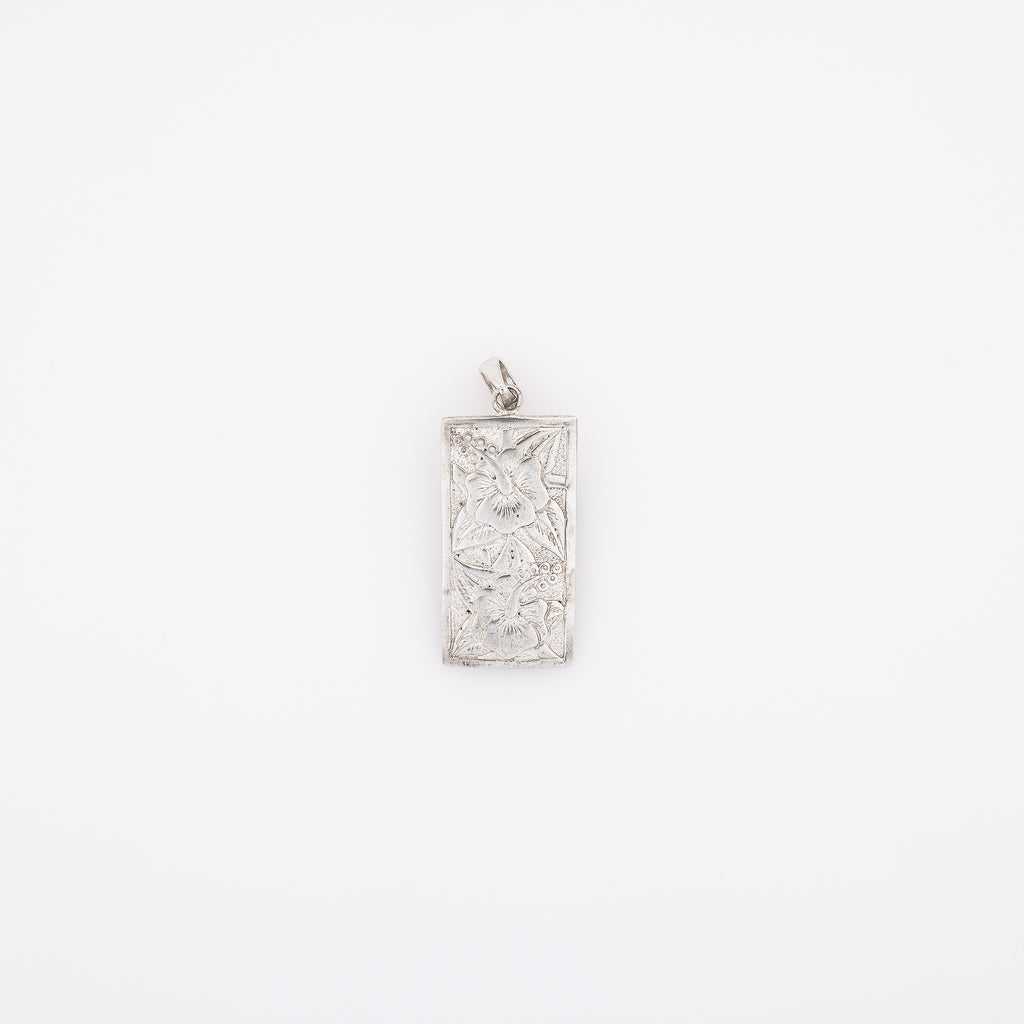 Double Hibiscus Vertical Bar Pendant - Large Size