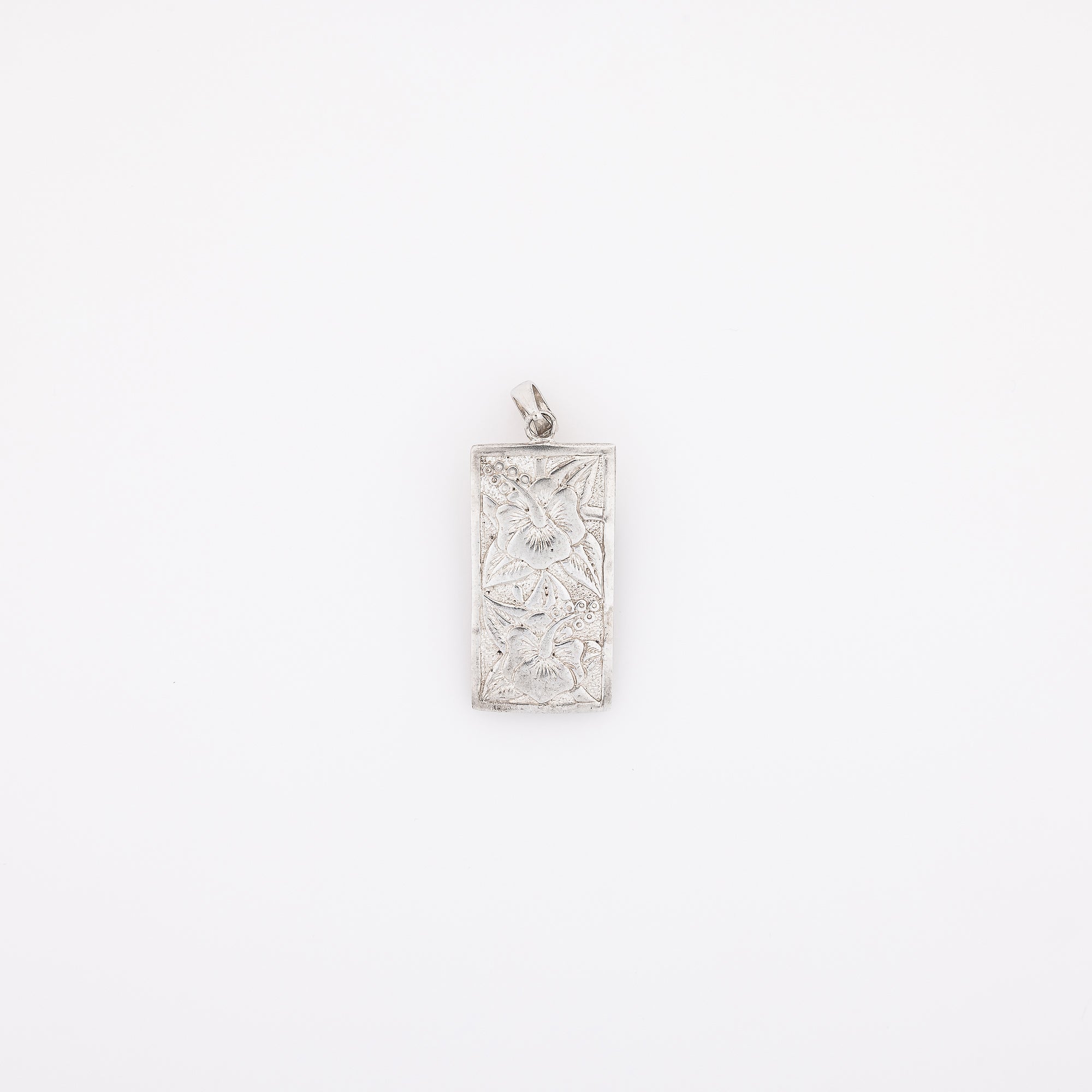 Double Hibiscus Vertical Bar Pendant - Large Size