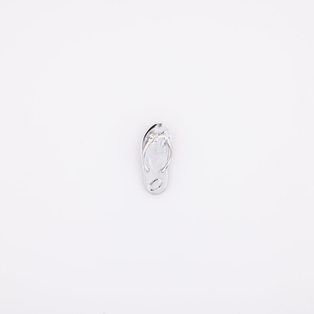 Large Silver Slippah with Single Plumeria