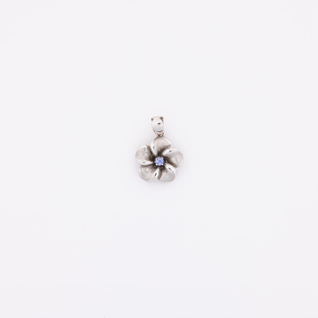 Tanzanite Plumeria Pendant in White Gold