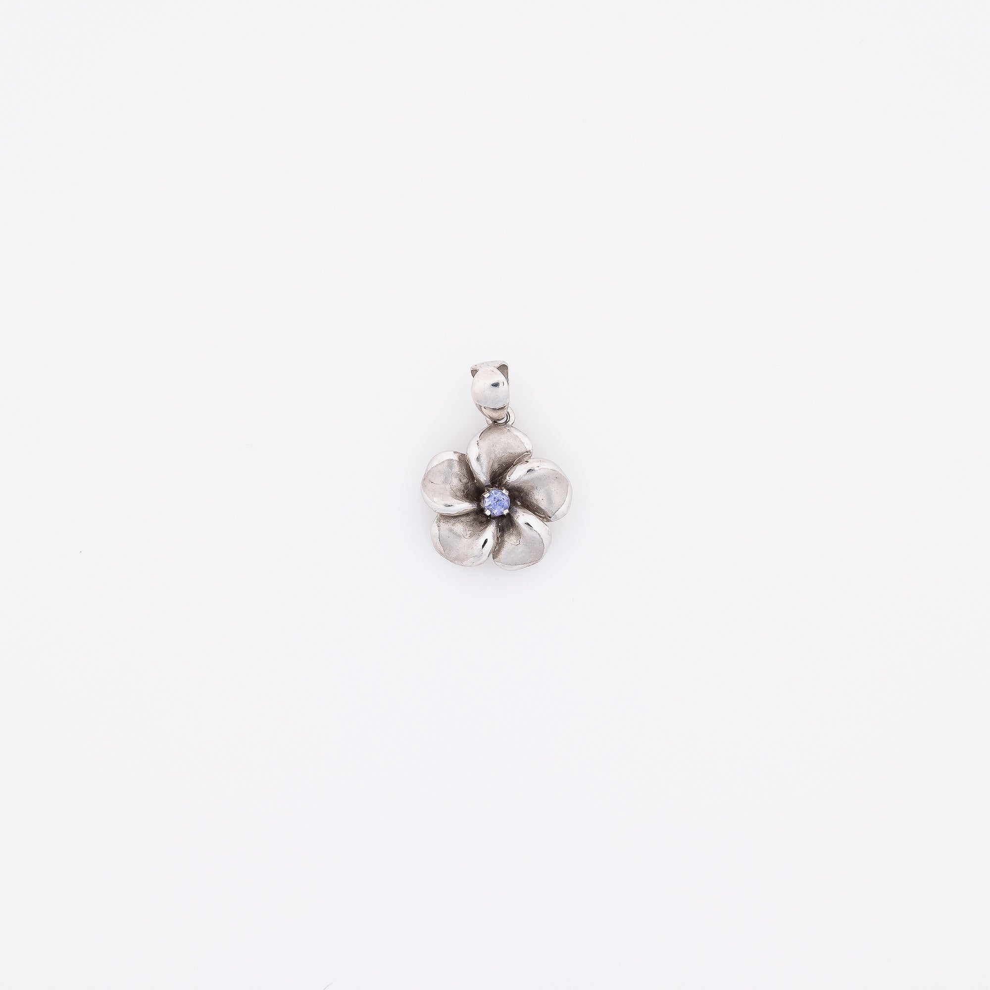 Tanzanite Plumeria Pendant in White Gold