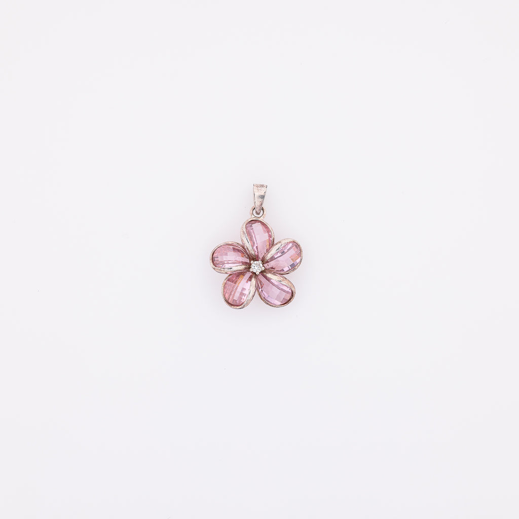 Pink Crystal Plumeria Pendant