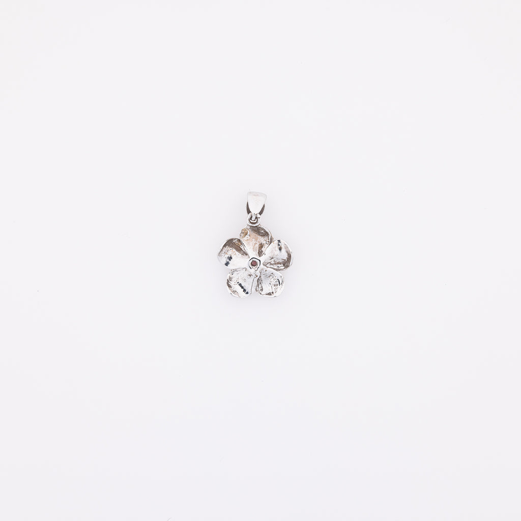 Pink Sapphire Plumeria Pendant in White Gold