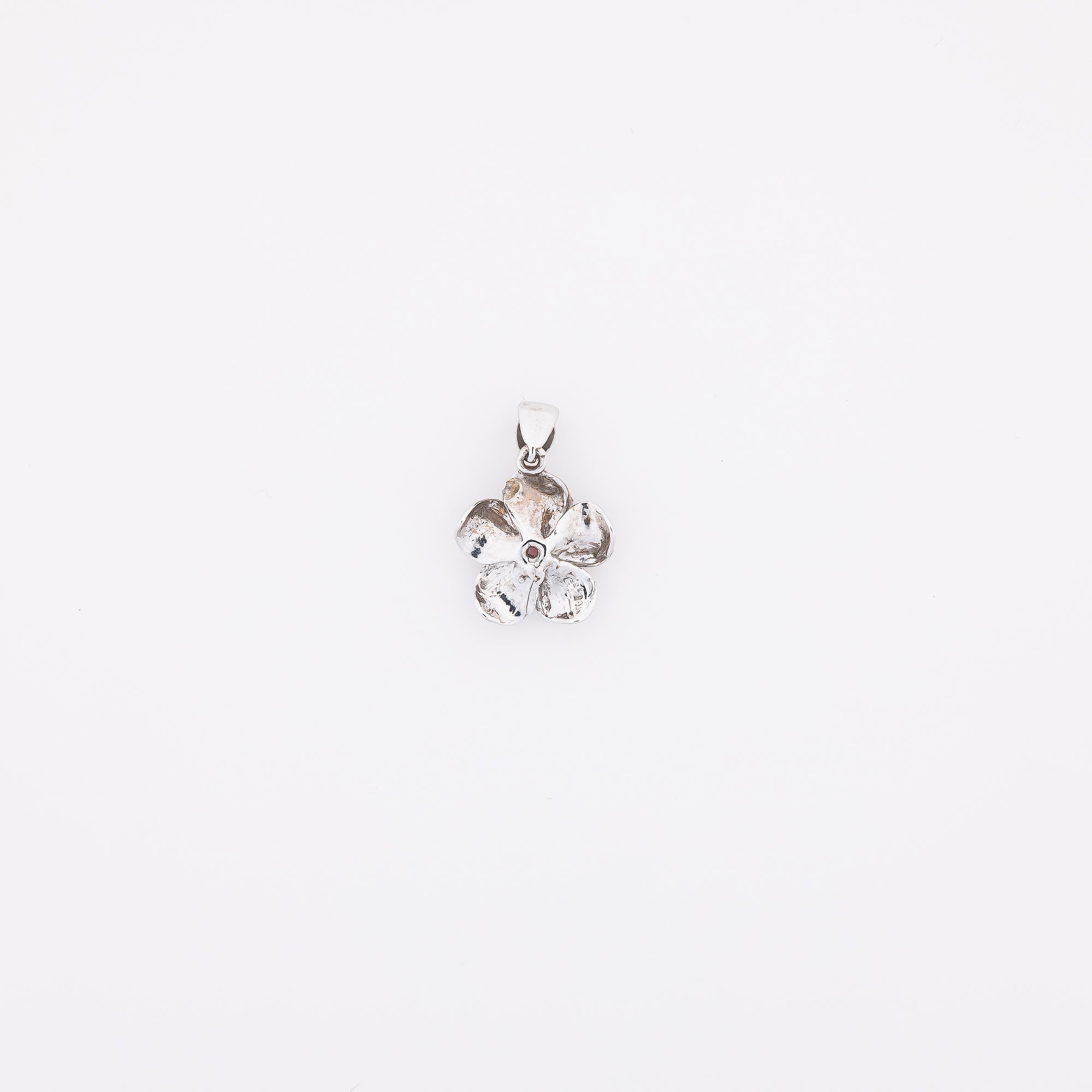 Pink Sapphire Plumeria Pendant in White Gold