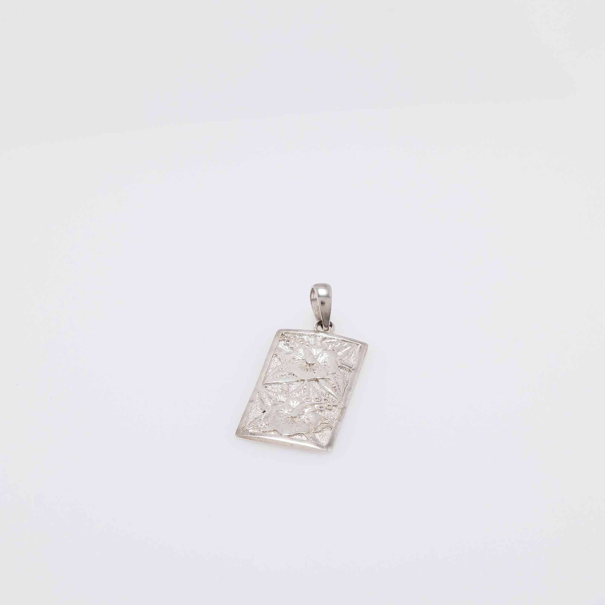 Double Hibiscus Vertical Bar Pendant - Large Size