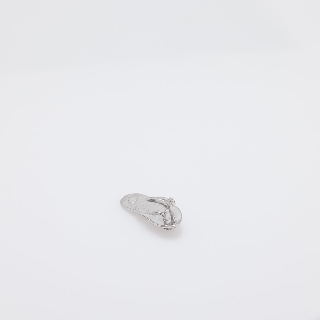 Large Silver Slippah with Single Plumeria