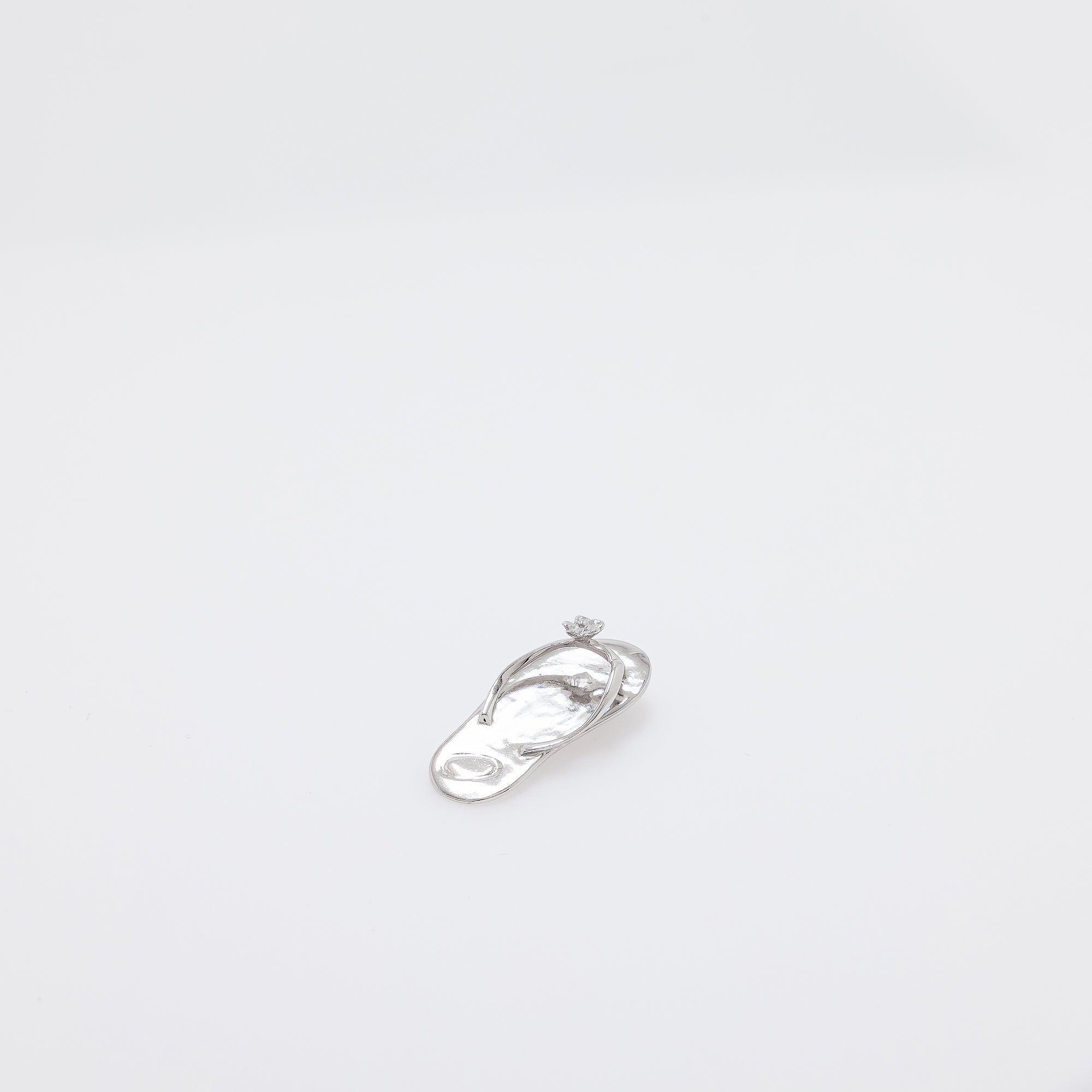 Large Silver Slippah with Single Plumeria