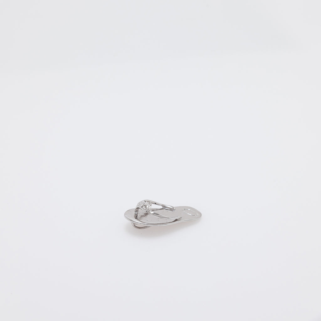 Large Silver Slippah with Single Plumeria