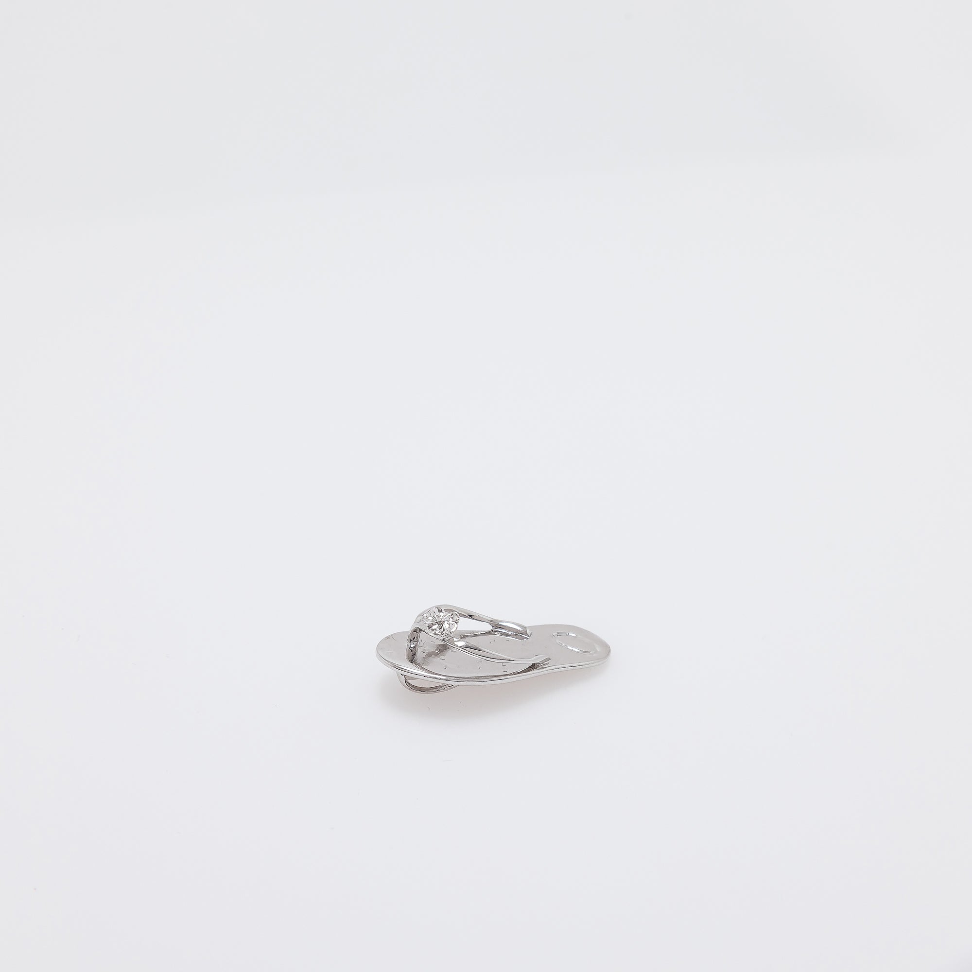 Large Silver Slippah with Single Plumeria