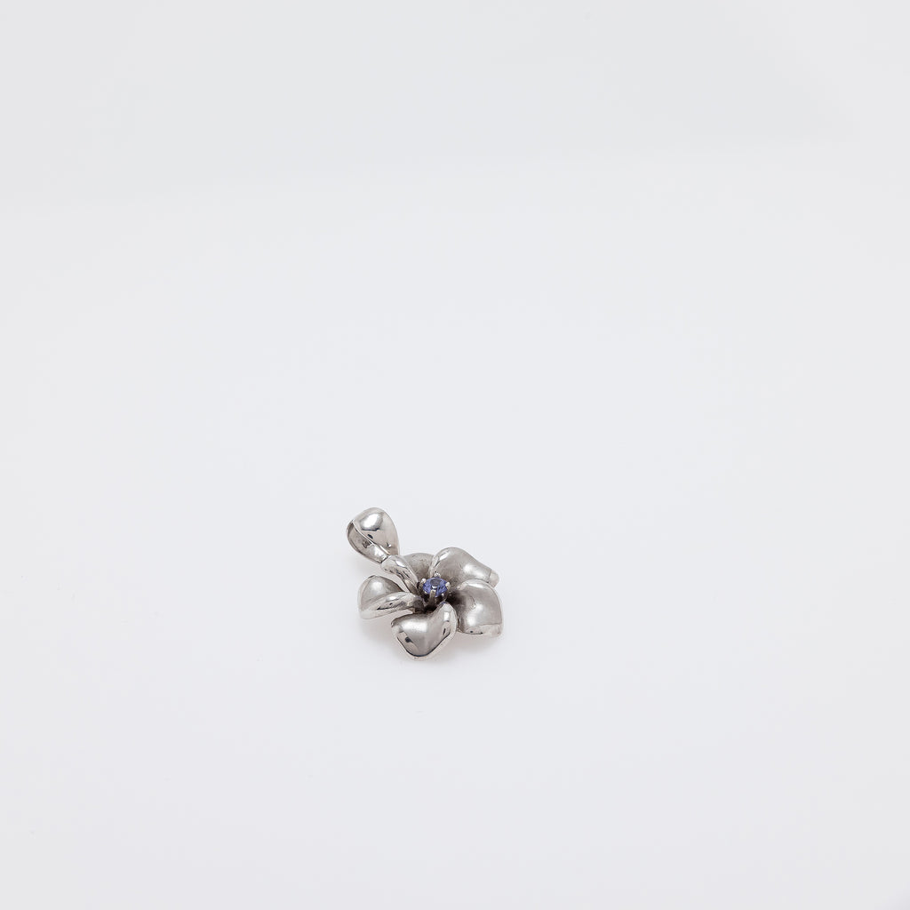 Tanzanite Plumeria Pendant in White Gold