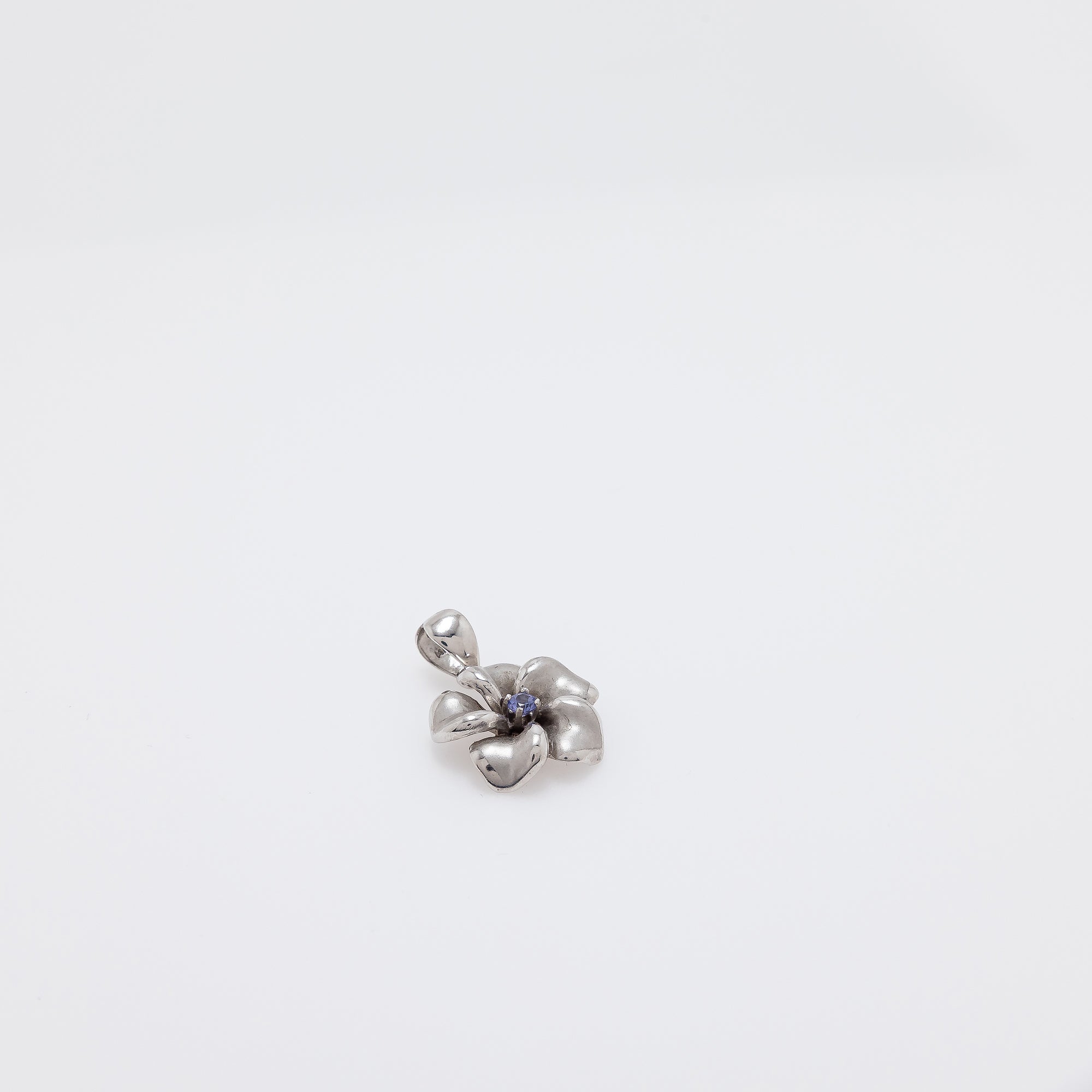 Tanzanite Plumeria Pendant in White Gold