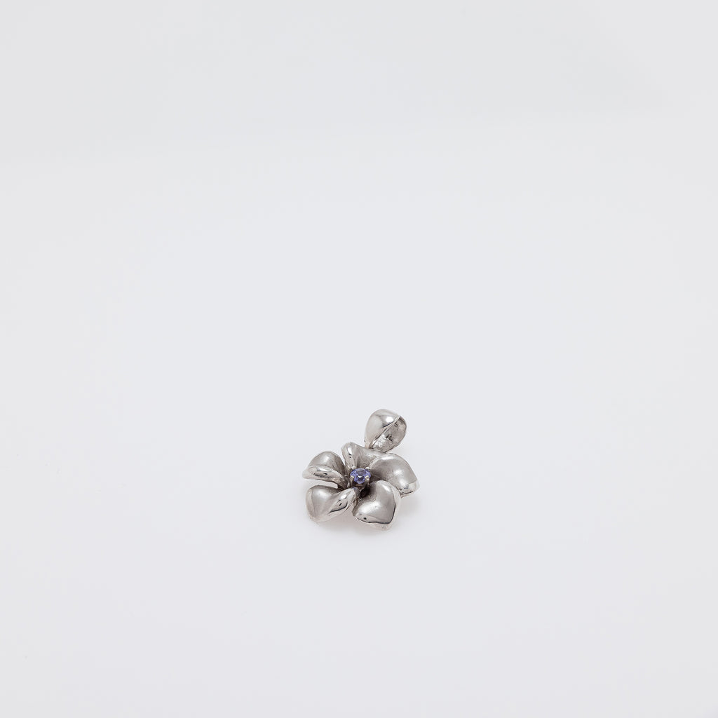 Tanzanite Plumeria Pendant in White Gold
