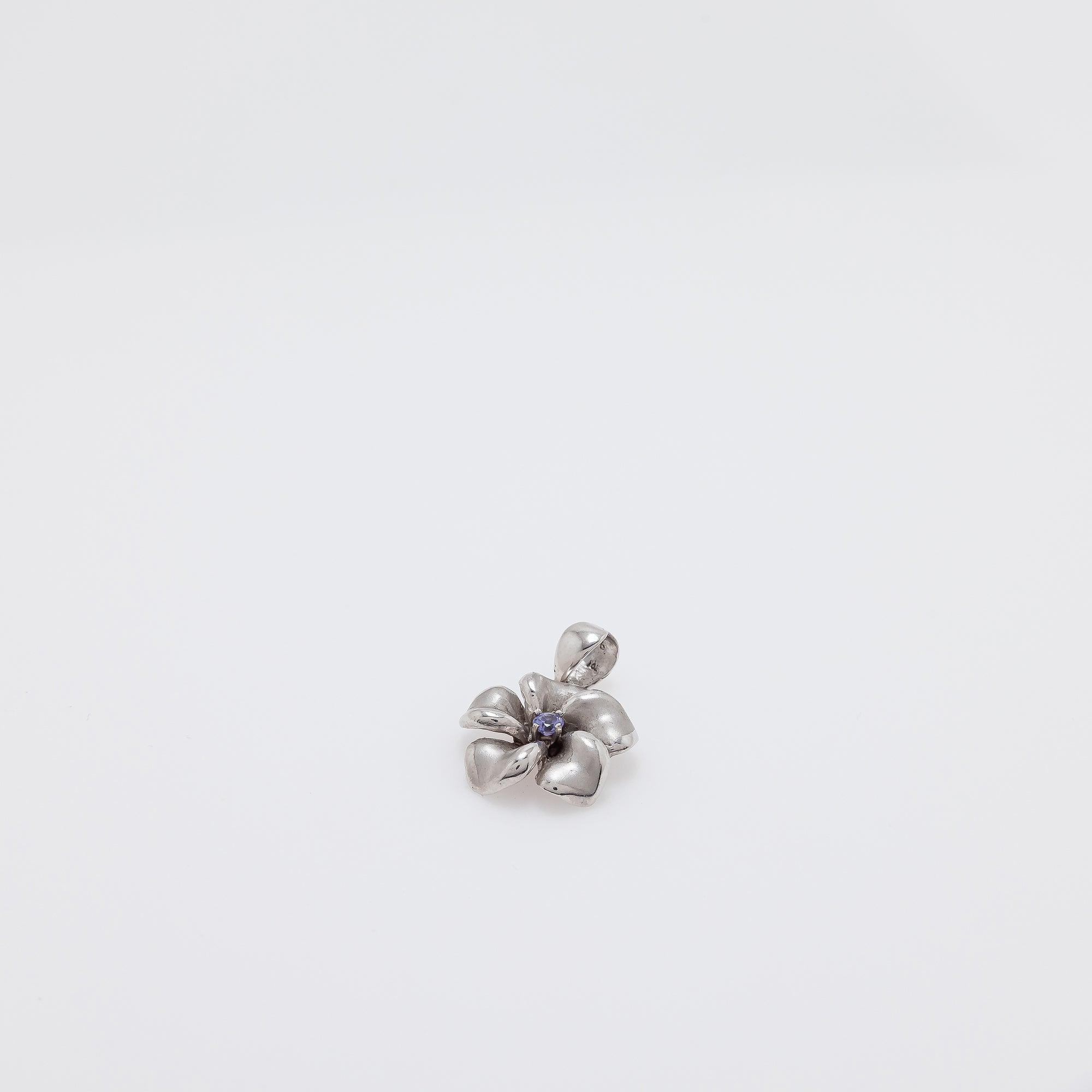 Tanzanite Plumeria Pendant in White Gold