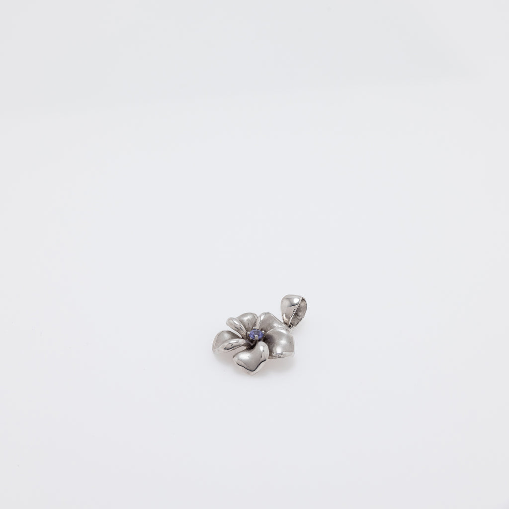 Tanzanite Plumeria Pendant in White Gold
